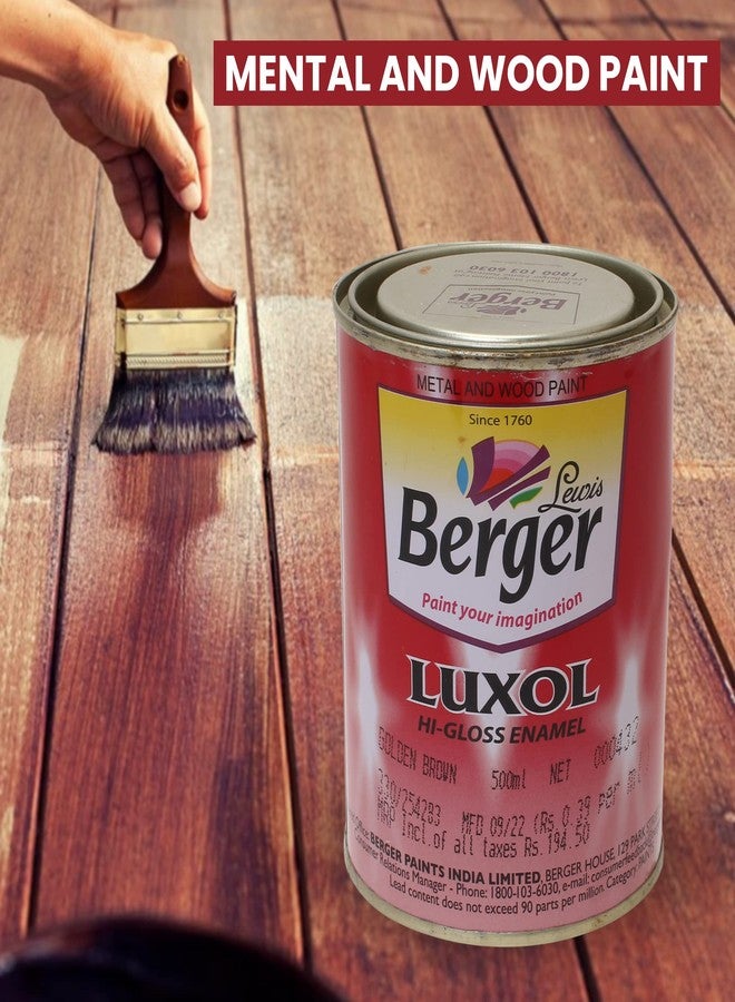 بيرجر طلاء بيرجر لوكسول عالي اللمعان | بني ذهبي | 500 مل | لمسة نهائية تشبه المرآة | طلاء زيتي متين وقوي للخشب والمعادن والبناء | للاستخدام الداخلي والخارجي | مقاوم للعوامل الجوية | معتمد من Green Pro - Image 3